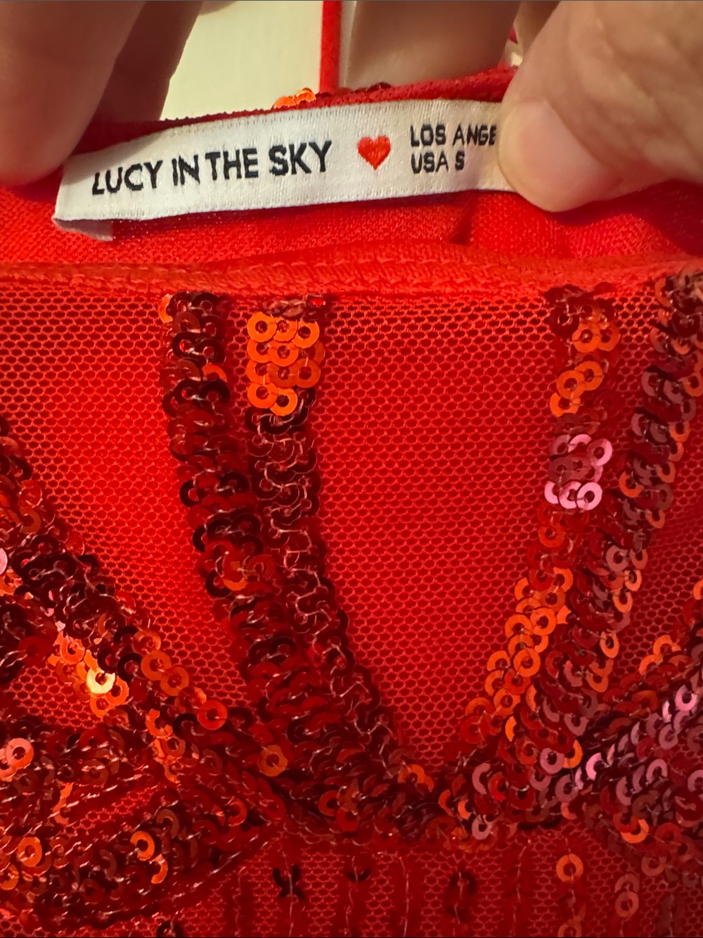 Lucy in the Sky Red Sequin Long-Sleeve Mini Dress - Picture 2 of 3